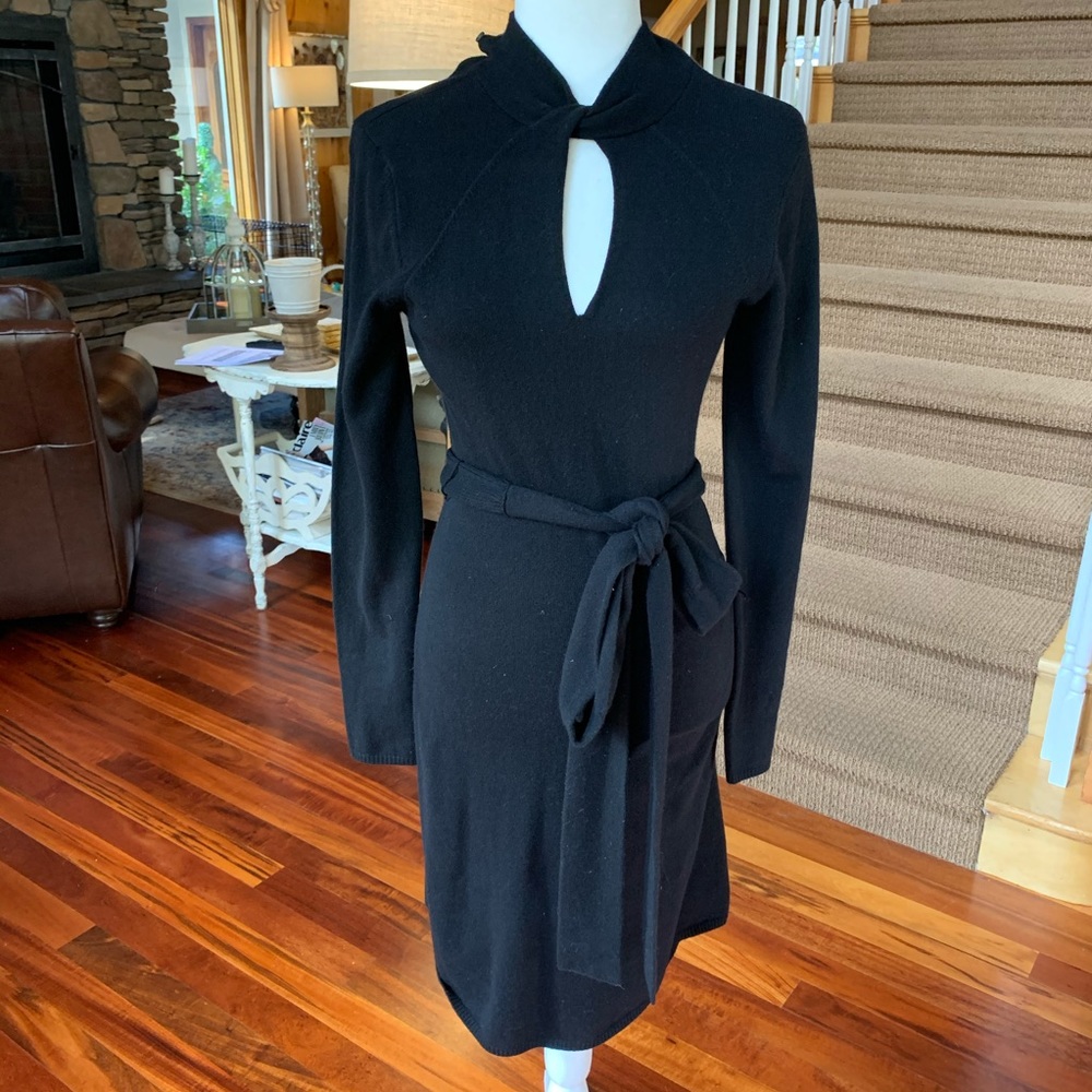 ALLUDE Black Cashmere Long Sleeve Dress